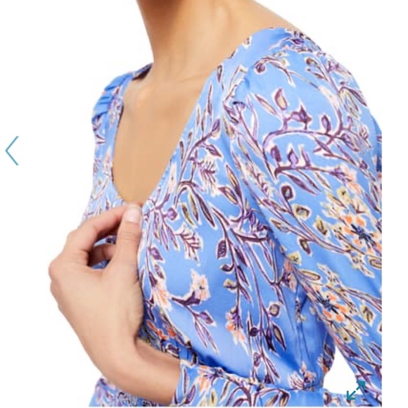 Free People Printed Santiago Blouse in Blue - Picture 2 of 12